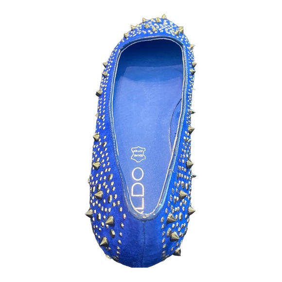 Aldo Leather Blue Silver Studded Ballet Flats New With Tags Size 38 or 7.5 to 8 - Picture 8 of 12